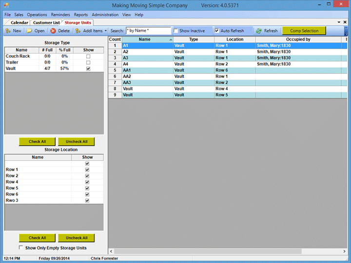 Storage Units List